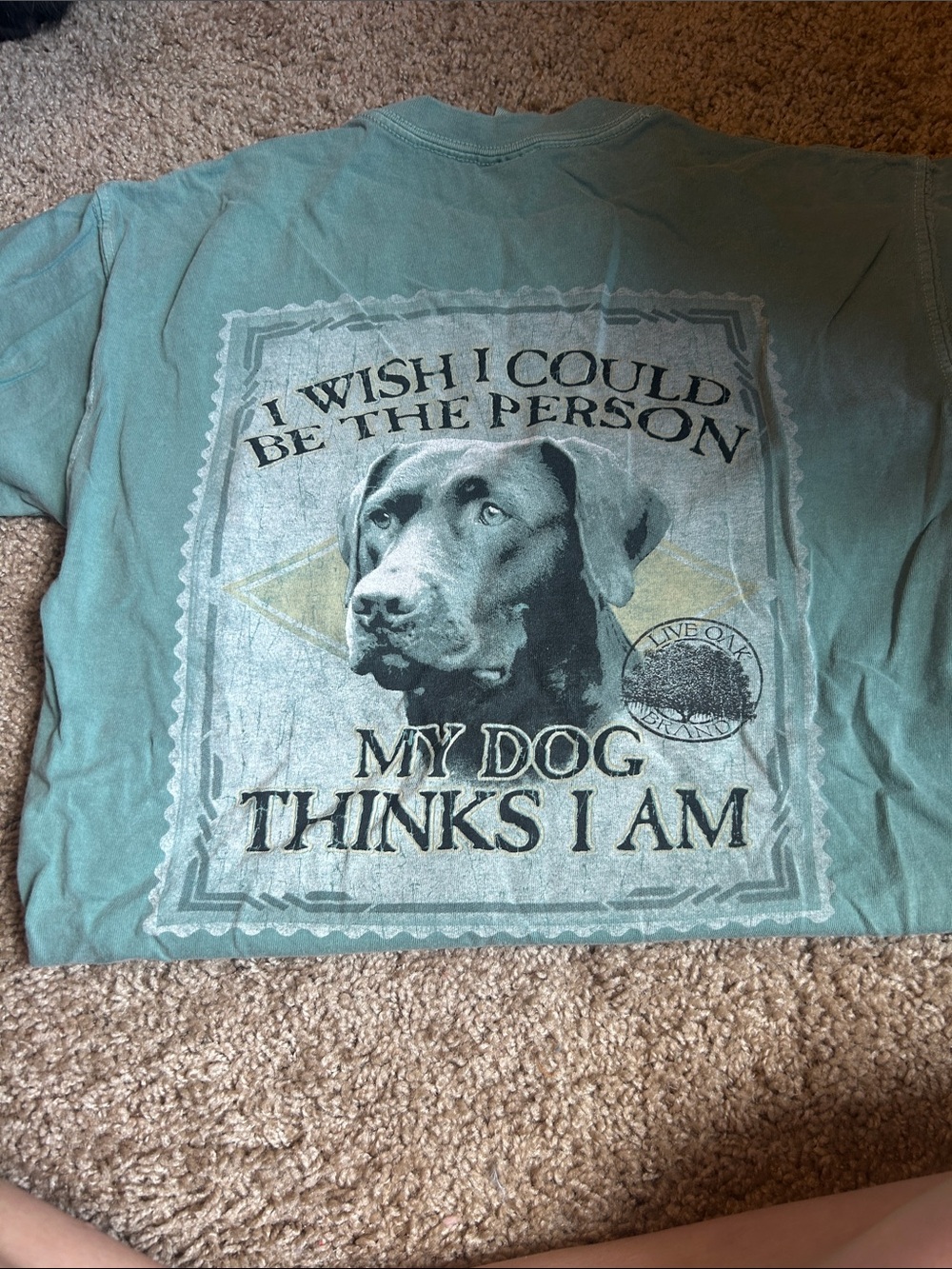 Comfort Colors Teal Short-Sleeve Tee with Dog Portrait and Quote